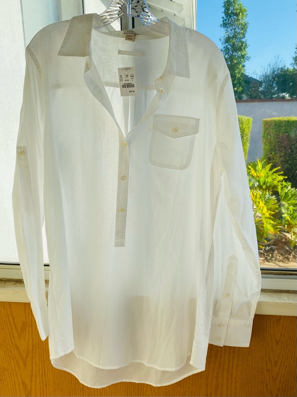 J. Crew NWT White Cotton Popover Tunic Shirt Size Large